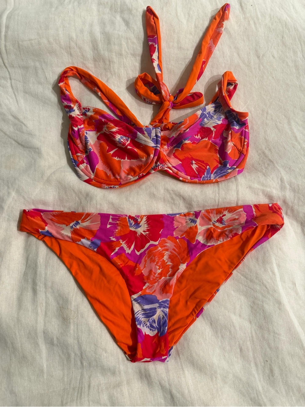 l*space Orange & Pink Floral Underwire Bikini Set